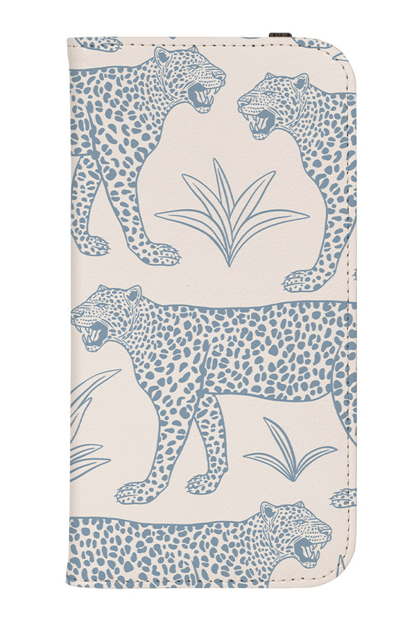 Leopard Scatter Wallet Phone Case (Ivory & Dusty Blue) | Harper & Blake 