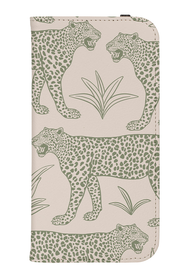 Leopard Scatter Wallet Phone Case (Moss Green) | Harper & Blake 
