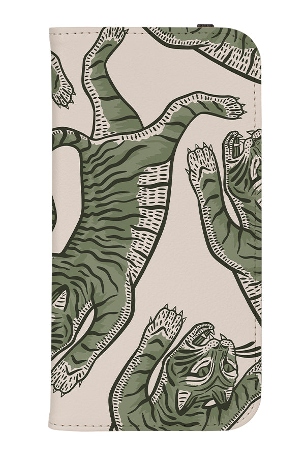 Tiger Placement Wallet Phone Case (Linen & Moss Green) | Harper & Blake 