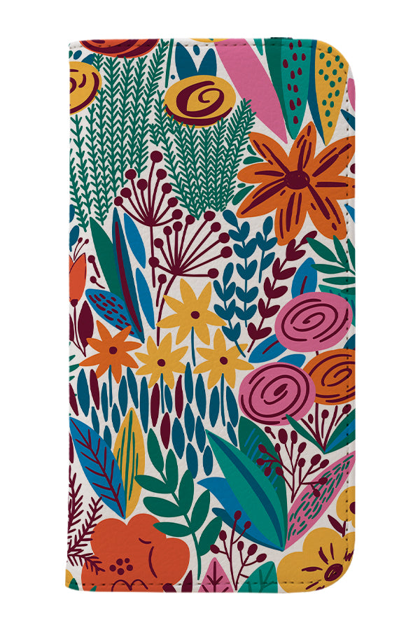 Colourful Flowers By Maria Galybina Wallet Phone Case (Rainbow)