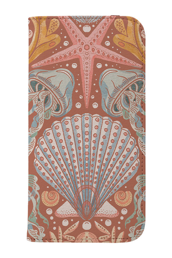 Deep Sea Damask By Rebecca Elfast Wallet Phone Case (Red)