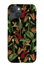 Dark Moody Leaves and Birds By Uta Naumann Phone Case (Black)