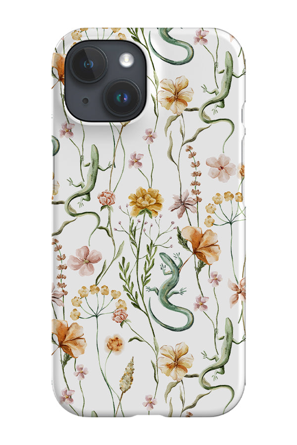 Mystical Lizard Wildflowers By Uta Naumann Phone Case (White)