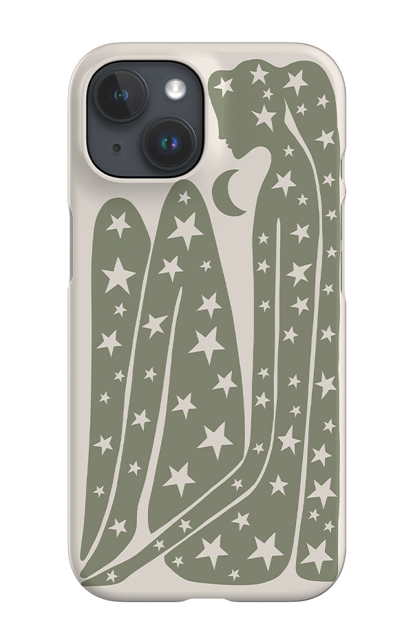 Abstract Figure & Stars iPhone Phone Case (Linen Moss Green) | Harper & Blake
