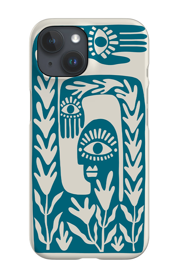 Abstract Face iPhone Phone Case (Beige Blue) | Harper & Blake