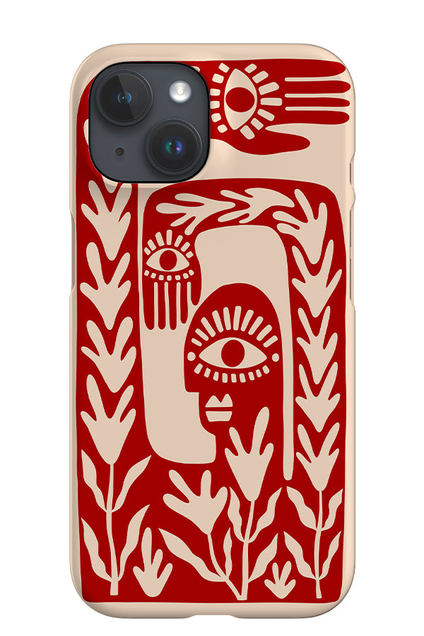 Abstract Face iPhone Phone Case (Off White & Red) | Harper & Blake