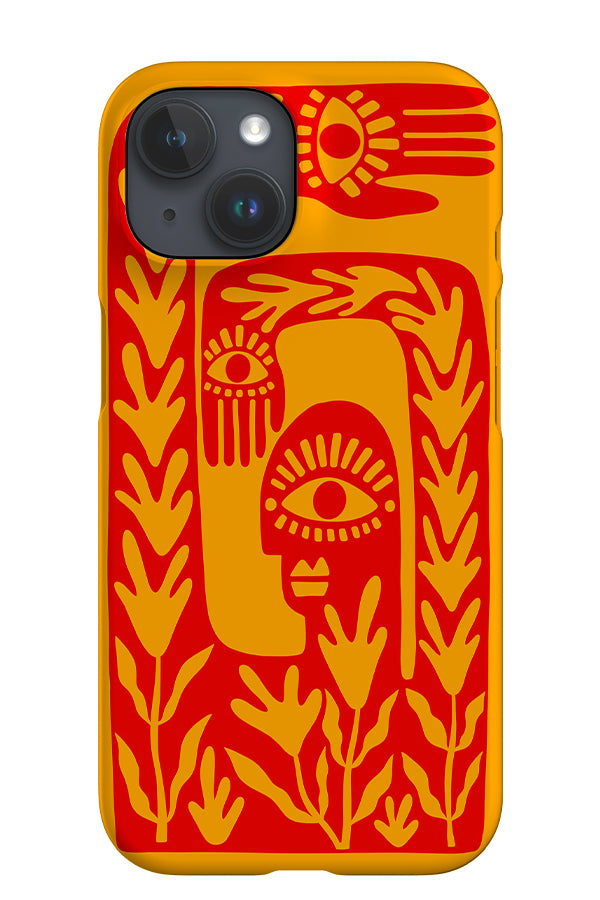 Abstract Face iPhone Phone Case (Yellow) | Harper & Blake