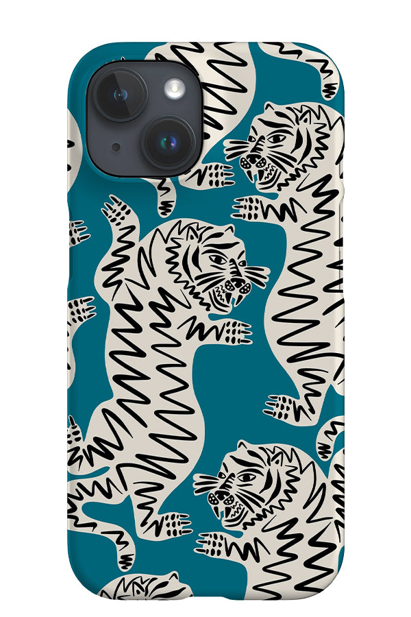 Abstract Tiger iPhone Phone Case (Beige Blue) | Harper & Blake