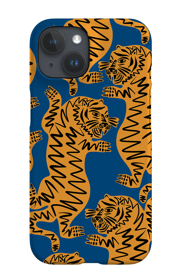 Abstract Tiger iPhone Phone Case (Blue & Yellow) | Harper & Blake 