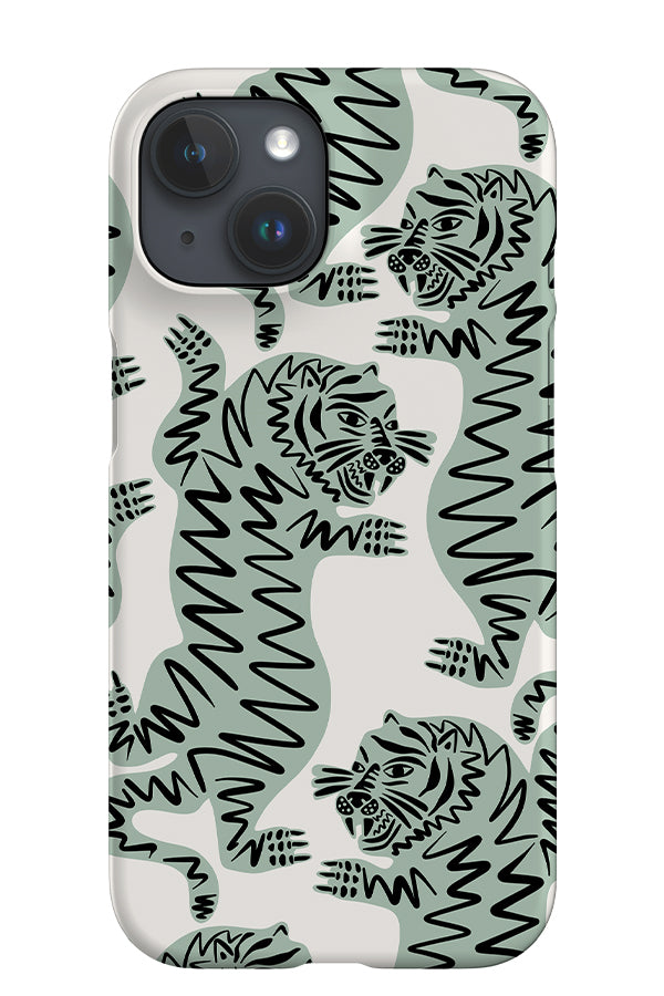 Abstract Tiger iPhone Phone Case (Off-White & Mint) | Harper & Blake