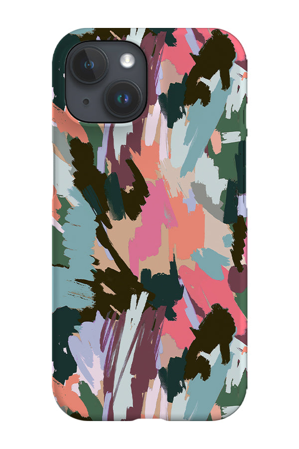 Artistic Brushstrokes Texture By Ninola Design Phone Case (Green Pink) | Harper & Blake