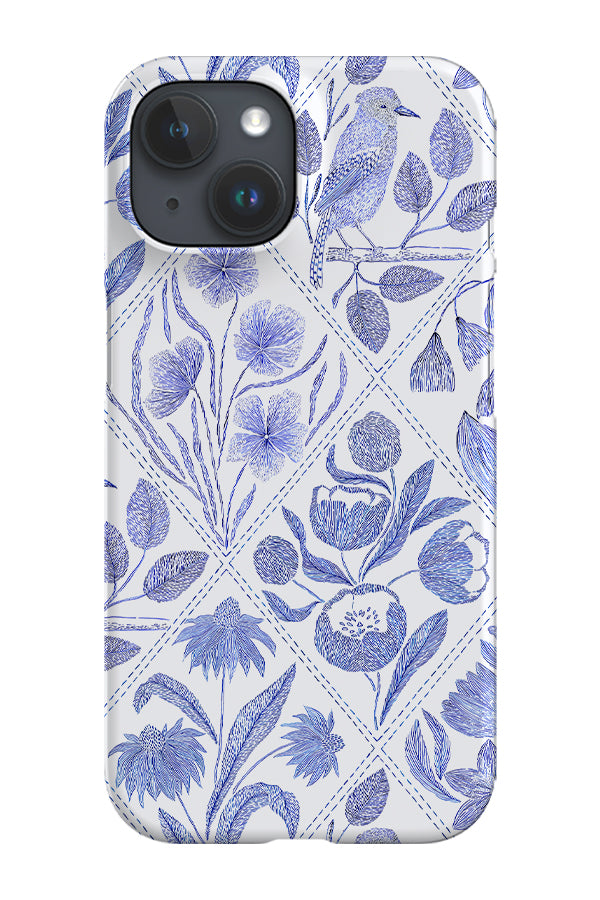 Flowers and Bird Toile De Jouy by Denes Anna Design Phone Case (Blue) | Harper & Blake