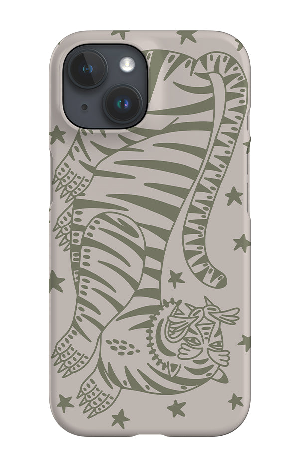Bold Tiger iPhone Phone Case (Linen Moss Green) | Harper & Blake