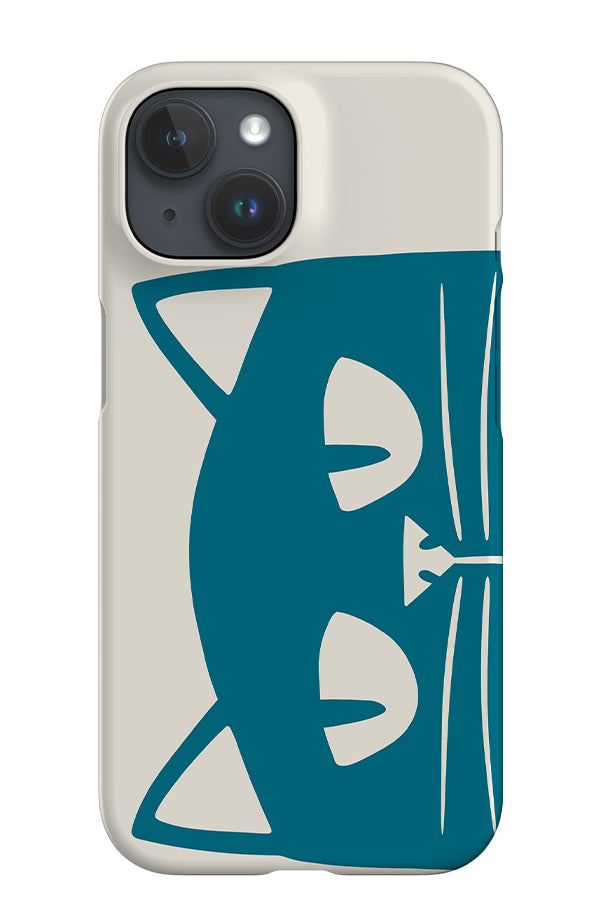 Cat Head iPhone Phone Case (Beige Blue) | Harper & Blake