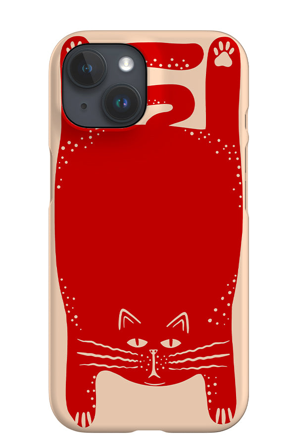 Cat Texture iPhone Phone Case (Off White & Red) | Harper & Blake