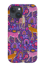 Cheetahs in a Rainbow Garden by Janet Broxon Phone Case (Purple)