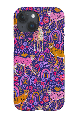 Cheetahs in a Rainbow Garden by Janet Broxon Phone Case (Purple) | Harper & Blake