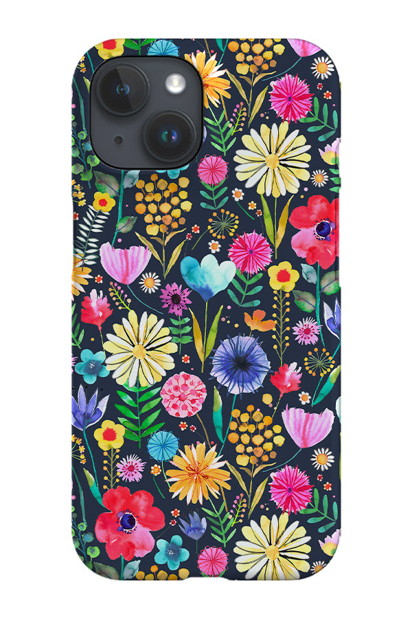 Colourful Flowers Spring Garden By Ninola Design Phone Case (Navy) | Harper & Blake