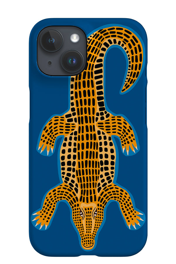 Colourful Crocodile iPhone Phone Case (Blue Yellow) | Harper & Blake