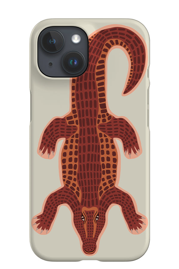 Colourful Crocodile iPhone Phone Case (Off-White & Orange) | Harper & Blake