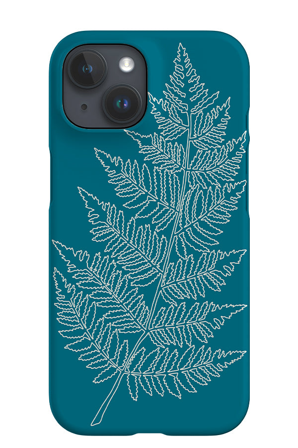 Fern Line Drawing iPhone Phone Case (Beige Blue) | Harper & Blake