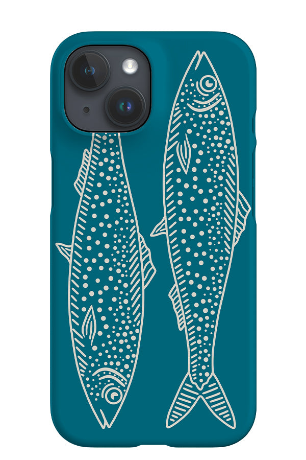 Line Art Fish iPhone Phone Case (Blue & Beige) | Harper & Blake