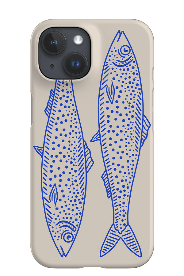 Line Art Fish iPhone Phone Case (Off-White Blue) | Harper & Blake