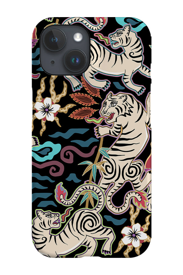 Flaming Tigers by Misentangledvision Phone Case (Black)
