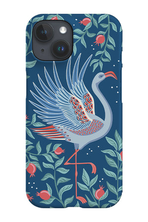 Flamingo and Pomegranate by Vivian Hasenclever Phone Case (Blue) | Harper & Blake