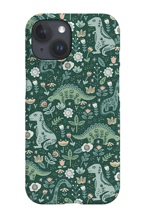 Folk Floral Dinosaurs By Latheandquill Phone Case (Green) | Harper & Blake