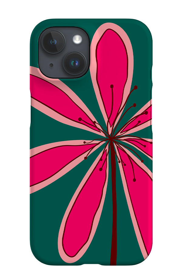 Flower Oversized Placement iPhone Phone Case (Teal) | Harper & Blake