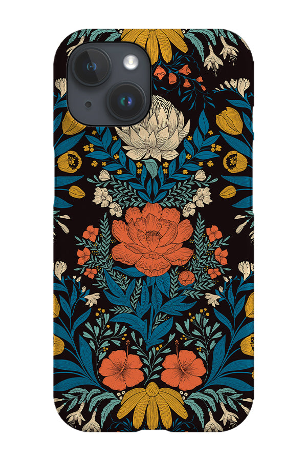 Garden Flower Block Print Damask by Denes Anna Design Phone Case (Dark) | Harper & Blake