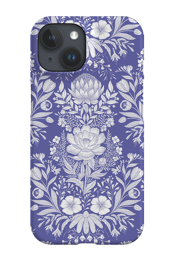 Garden Flower Block Print Damask by Denes Anna Design Phone Case (Veri Peri) | Harper & Blake