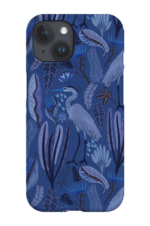 Heron and Plants By Nina Leth Phone Case (Blue) | Harper & Blake