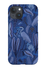 Heron and Plants By Nina Leth Phone Case (Blue)