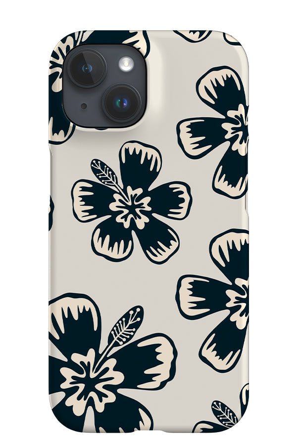 Hibiscus Flower iPhone Phone Case (Beige Black) | Harper & Blake