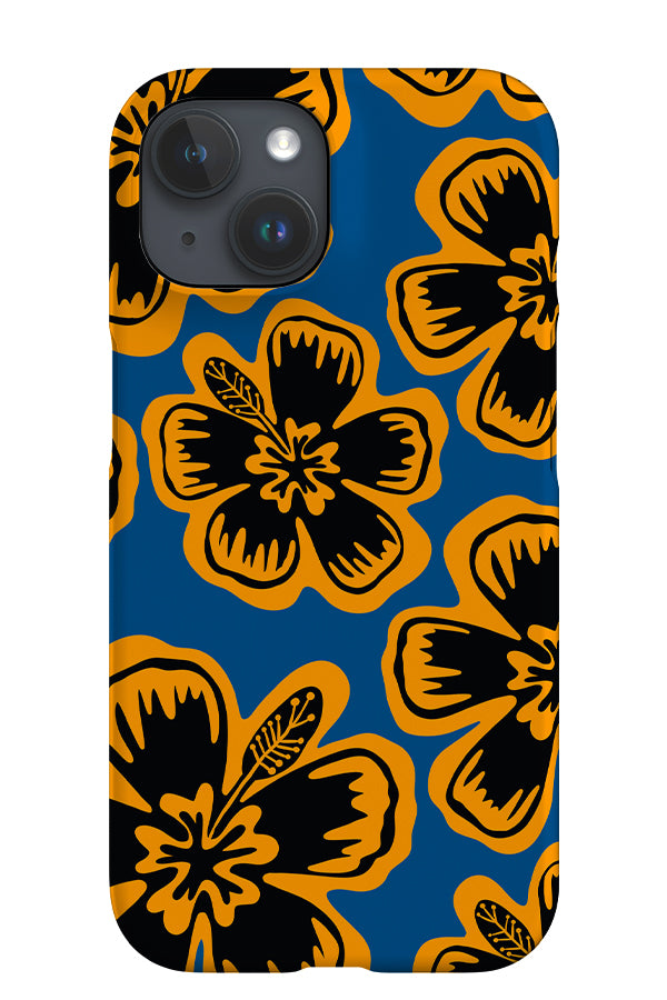 Hibiscus Flower iPhone Phone Case (Blue Yellow) | Harper & Blake