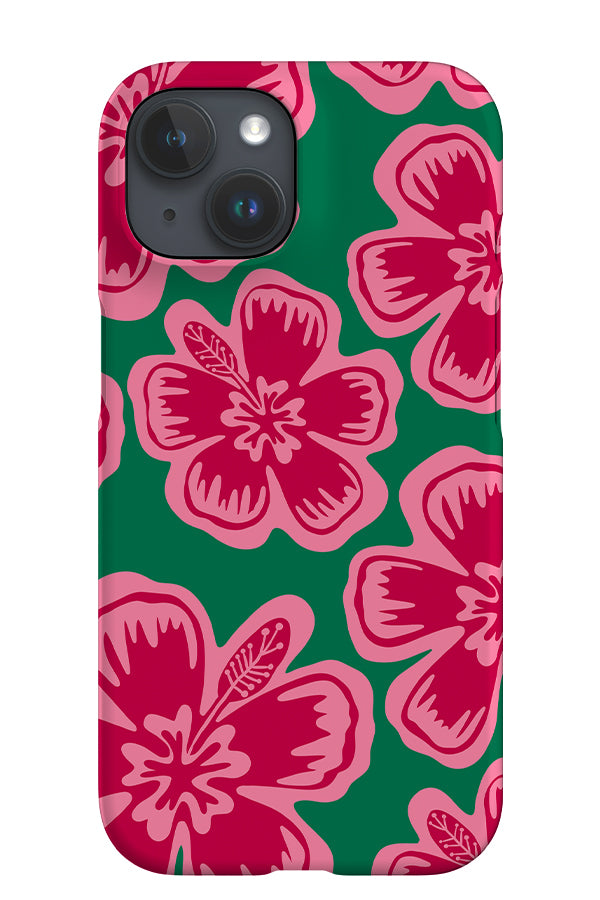 Hibiscus Flower iPhone Phone Case (Green Pink) | Harper & Blake