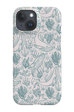 Humpback Whale Line Art by Delively Dewi Phone Case (Beige)
