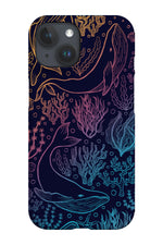 Humpback Whale Rainbow Line Art by Delively Dewi Phone Case (Dark)