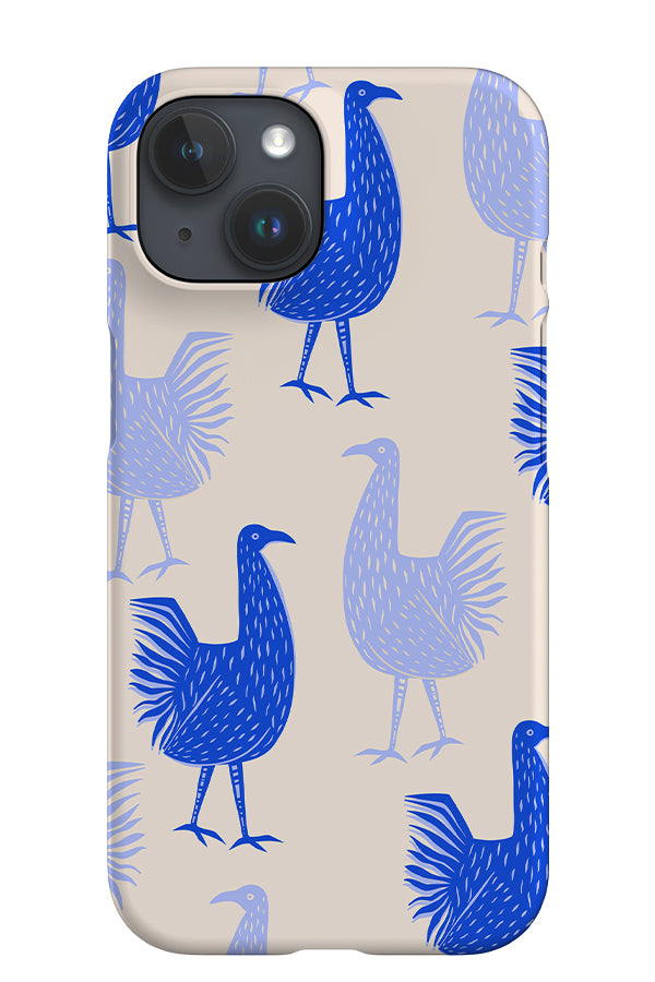Jungle Chicken Scatter iPhone Phone Case (Off-White & Blue) | Harper & Blake