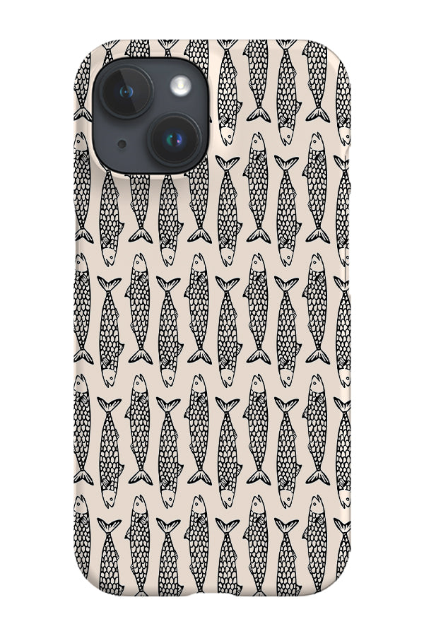 Mackerel Block Print by Kayla Ann Phone Case (Black) | Harper & Blake