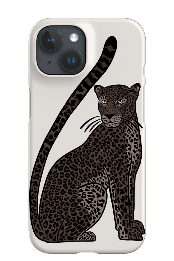Leopard Sitting iPhone Phone Case (Black & White) | Harper & Blake