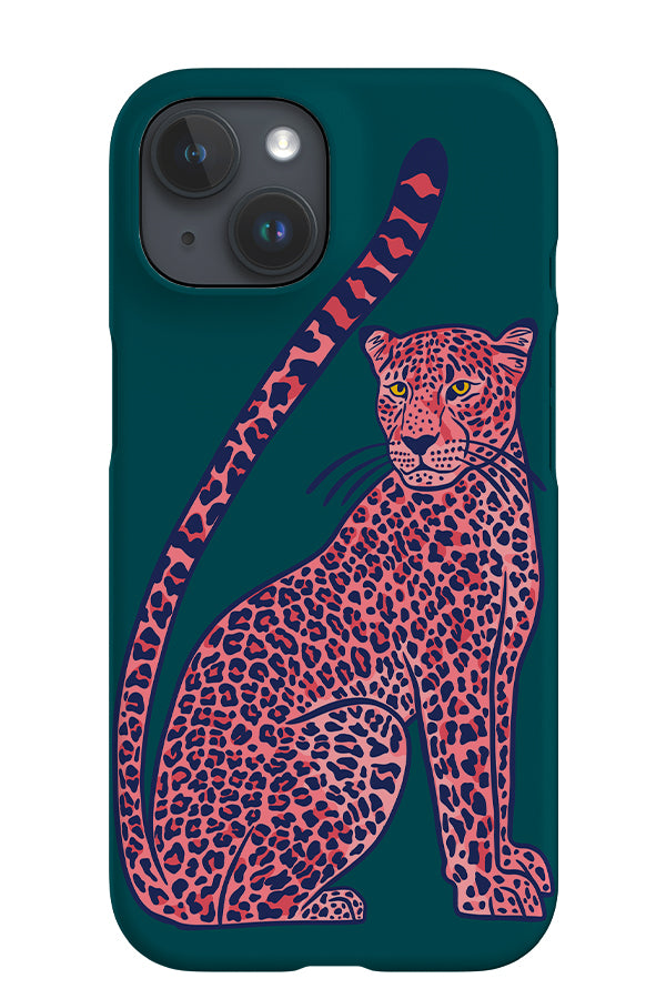 Leopard Sitting iPhone Phone Case (Green Pink) | Harper & Blake