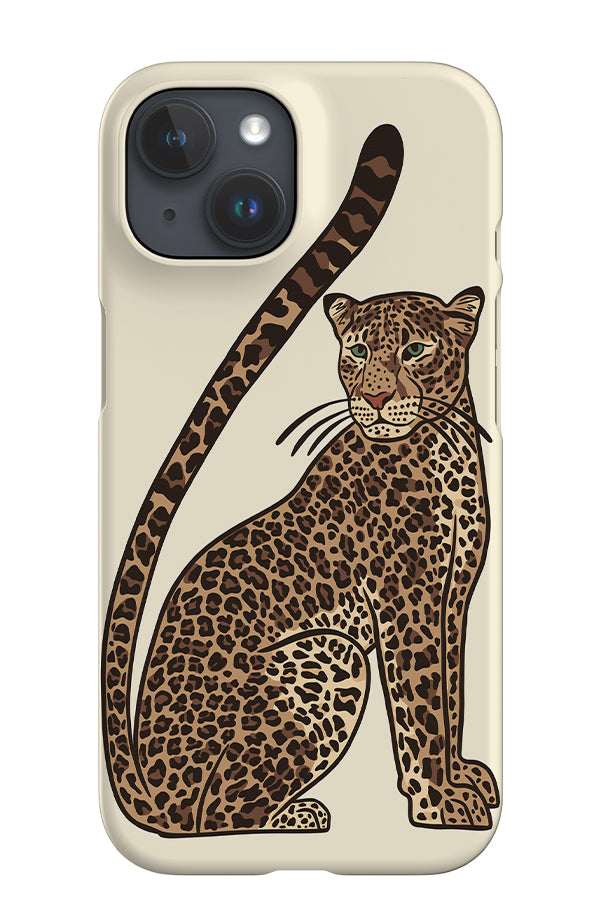 Leopard Sitting iPhone Phone Case (Off-White) | Harper & Blake