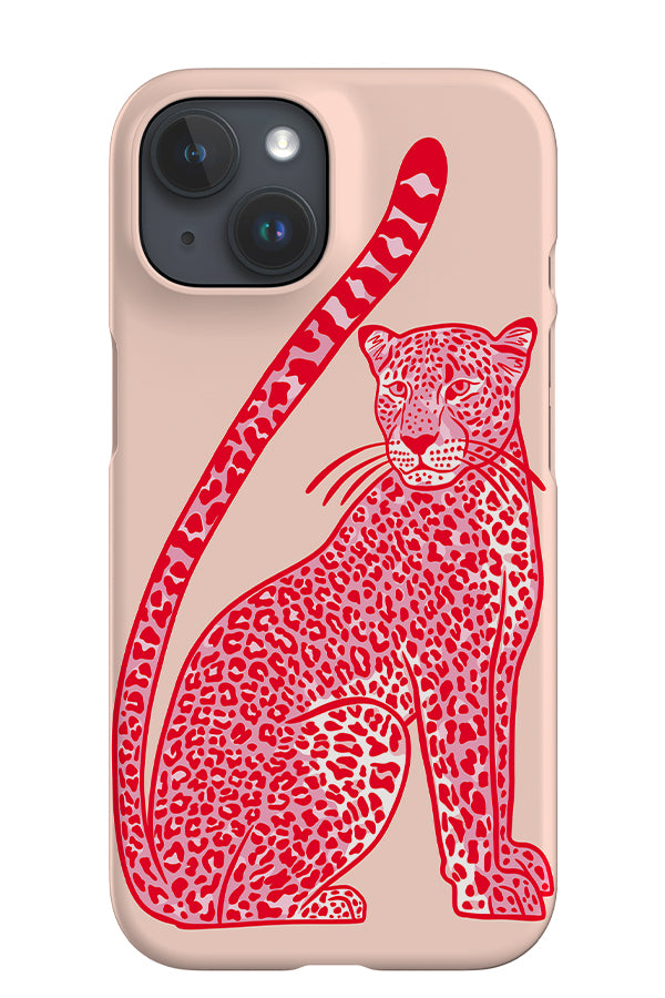 Leopard Sitting iPhone Phone Case (Pink Red) | Harper & Blake