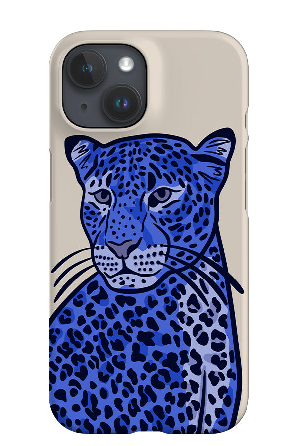 Leopard Up-Close iPhone Phone Case (Off-White & Blue) | Harper & Blake