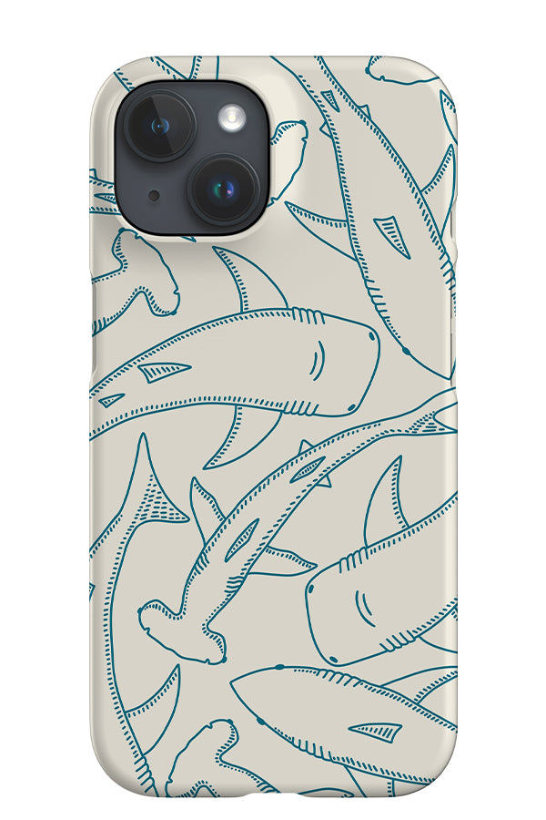 Line Art Shark iPhone Phone Case (Beige Blue) | Harper & Blake