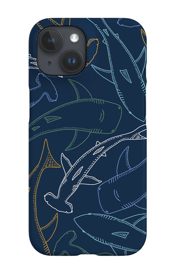 Line Art Shark iPhone Phone Case (Navy Multi) | Harper & Blake
