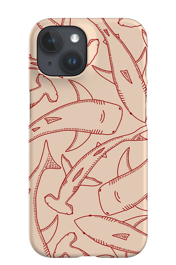 Line Art Shark iPhone Phone Case (Red) | Harper & Blake
